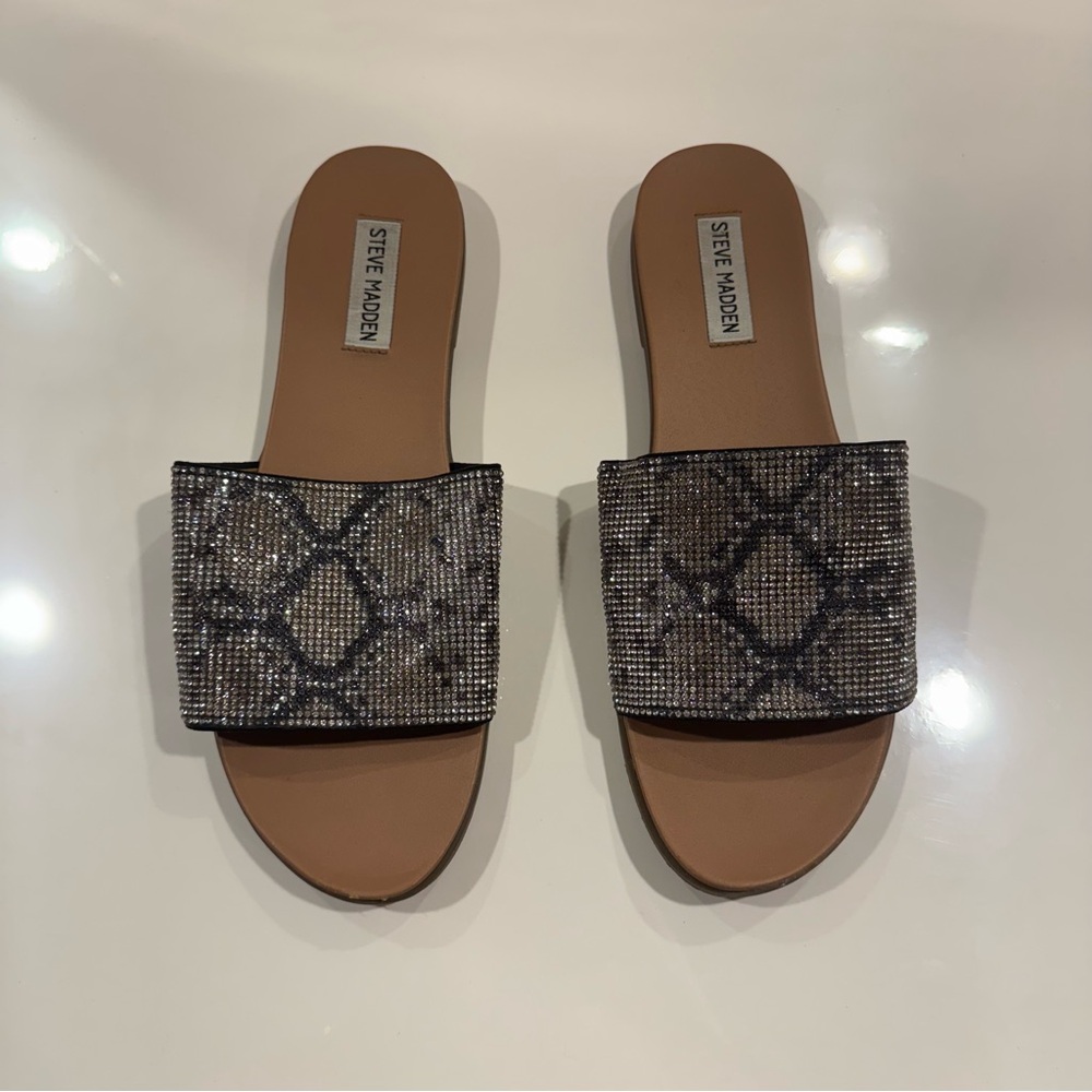 Steve Madden Rhinestone Slide Sandals - Picture 2 of 6